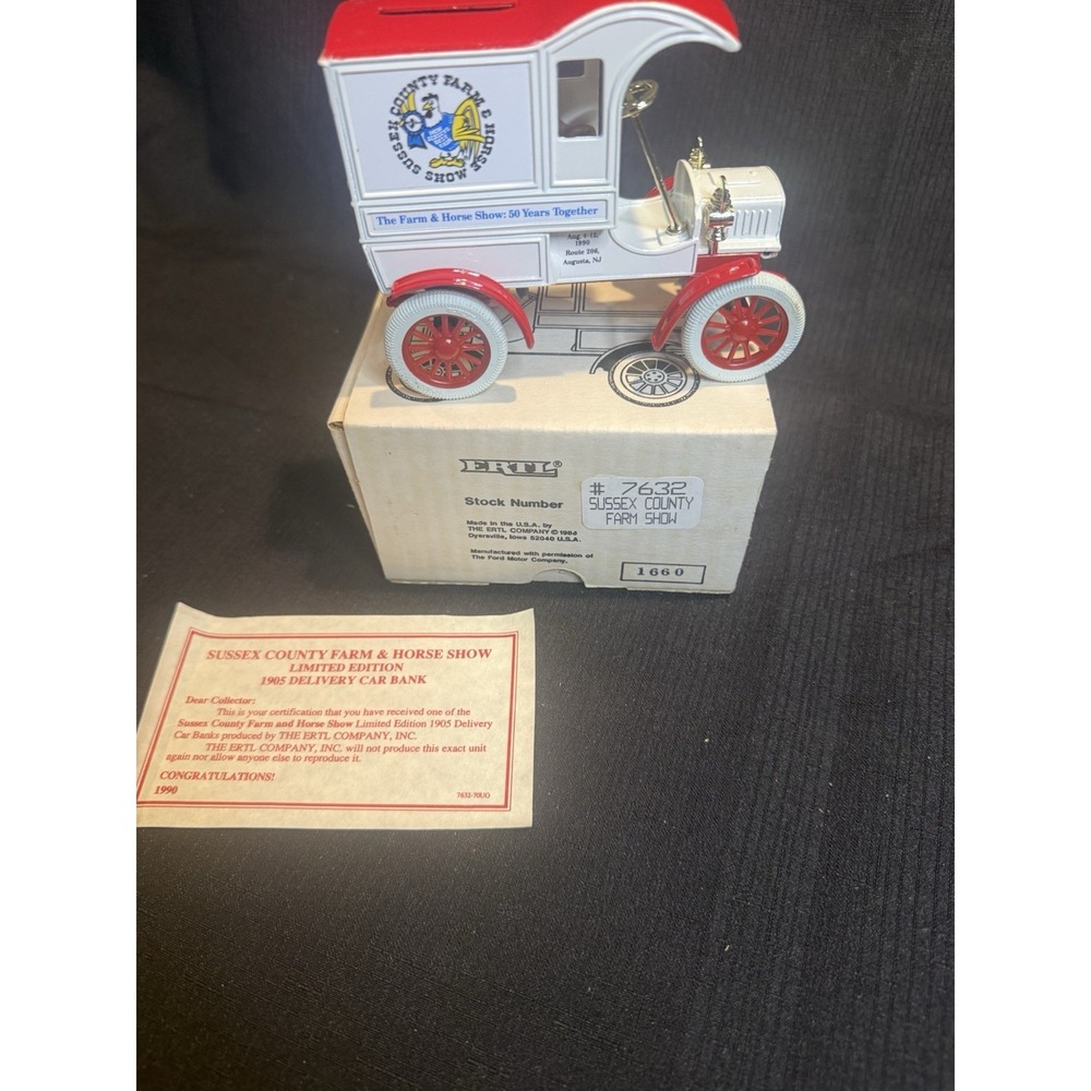 ERTL 1:25 1905 Ford Delivery Truck Bank Sussex County Farm Show 1990 Limited Ed